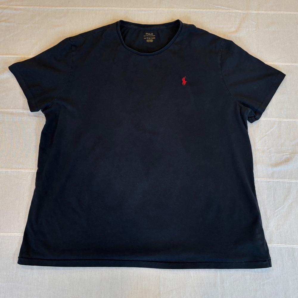 Polo Ralph Lauren Mens XXL Black Short Sleeve Crewneck T-Shirt Red Pony Logo